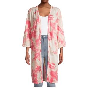 RL- New York Laundry 3/4 Sleeve Open Front Kimono-Peach